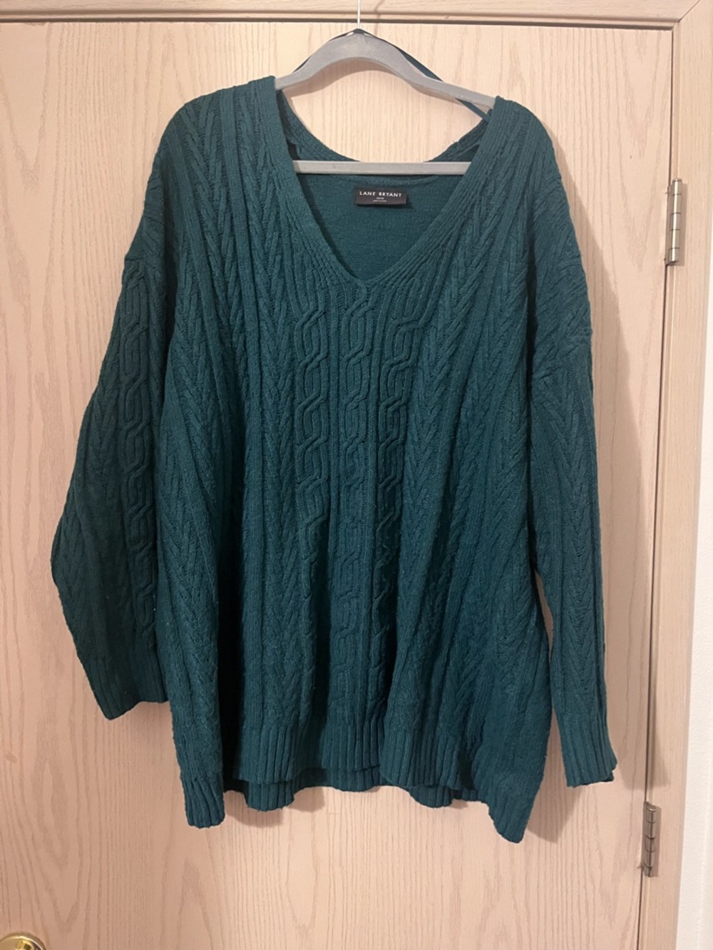 Lane Bryant Deep forest green Cable-Knit V-Neck Sweater